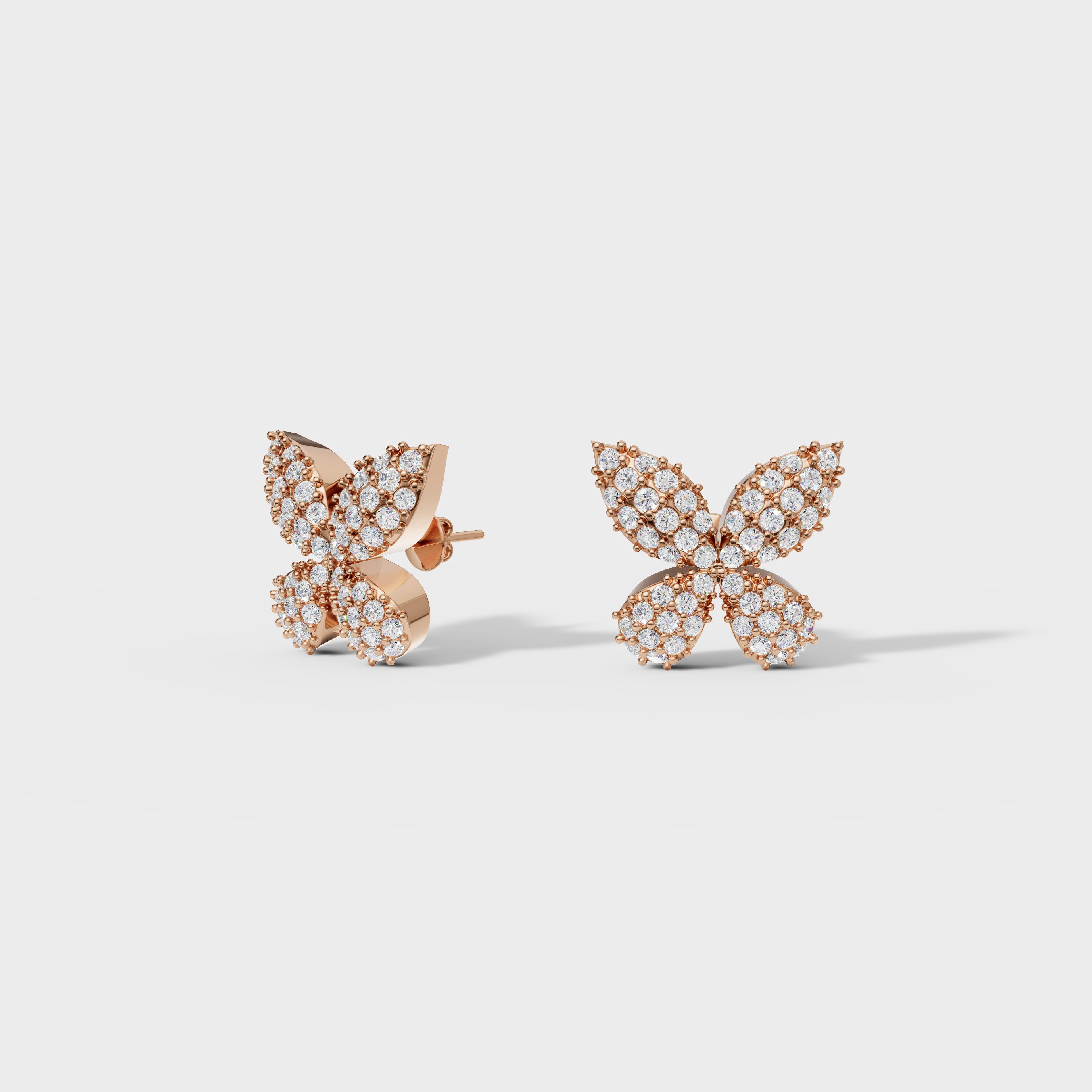 Diamond Pave Butterfly Stud Earrings