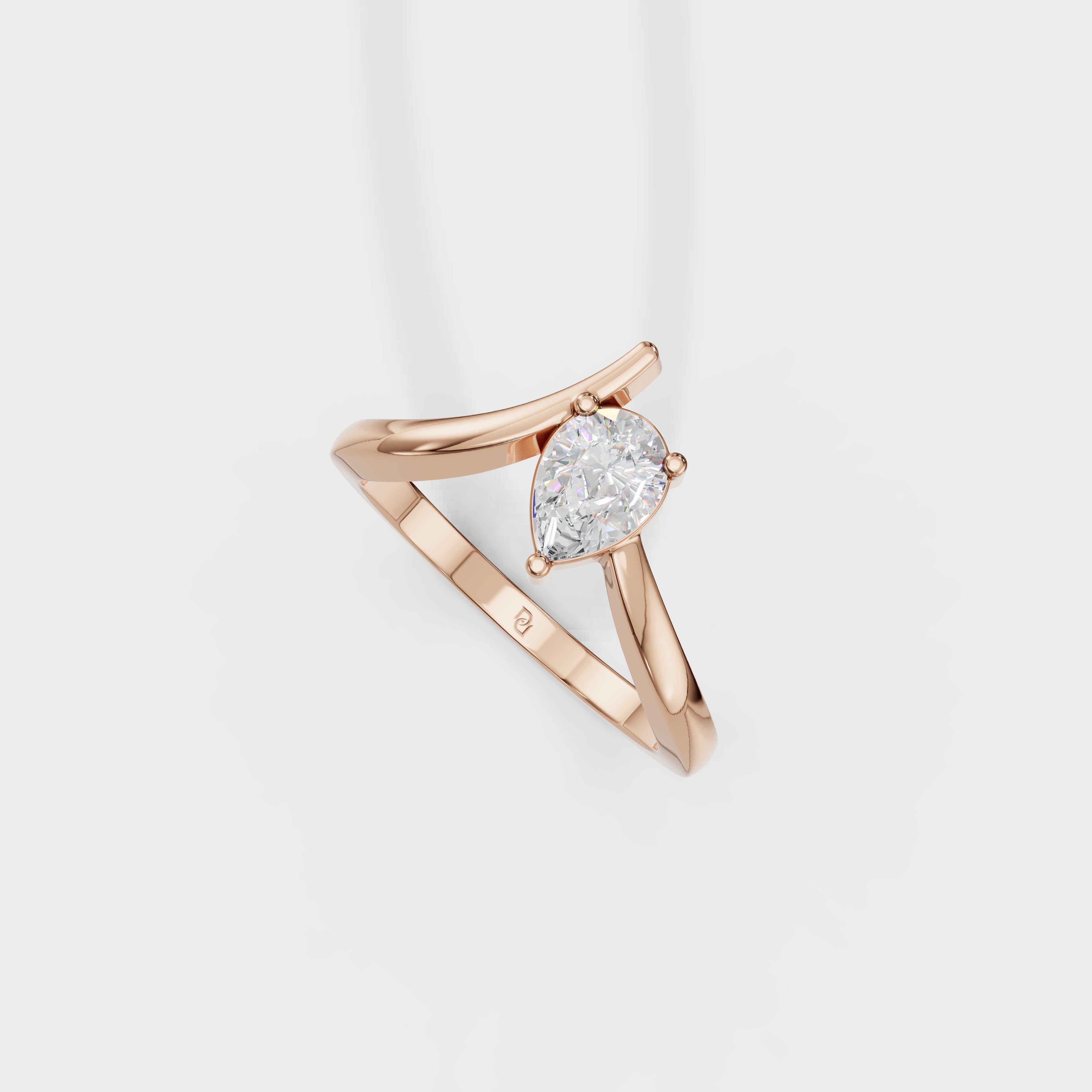 Pear Diamond V-Setting Solitaire Ring