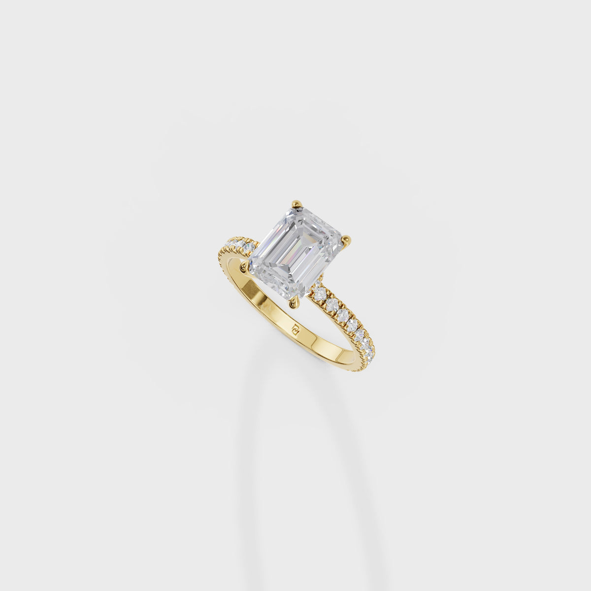 2ct Emerald Cut Engagement Ring with Pave Band