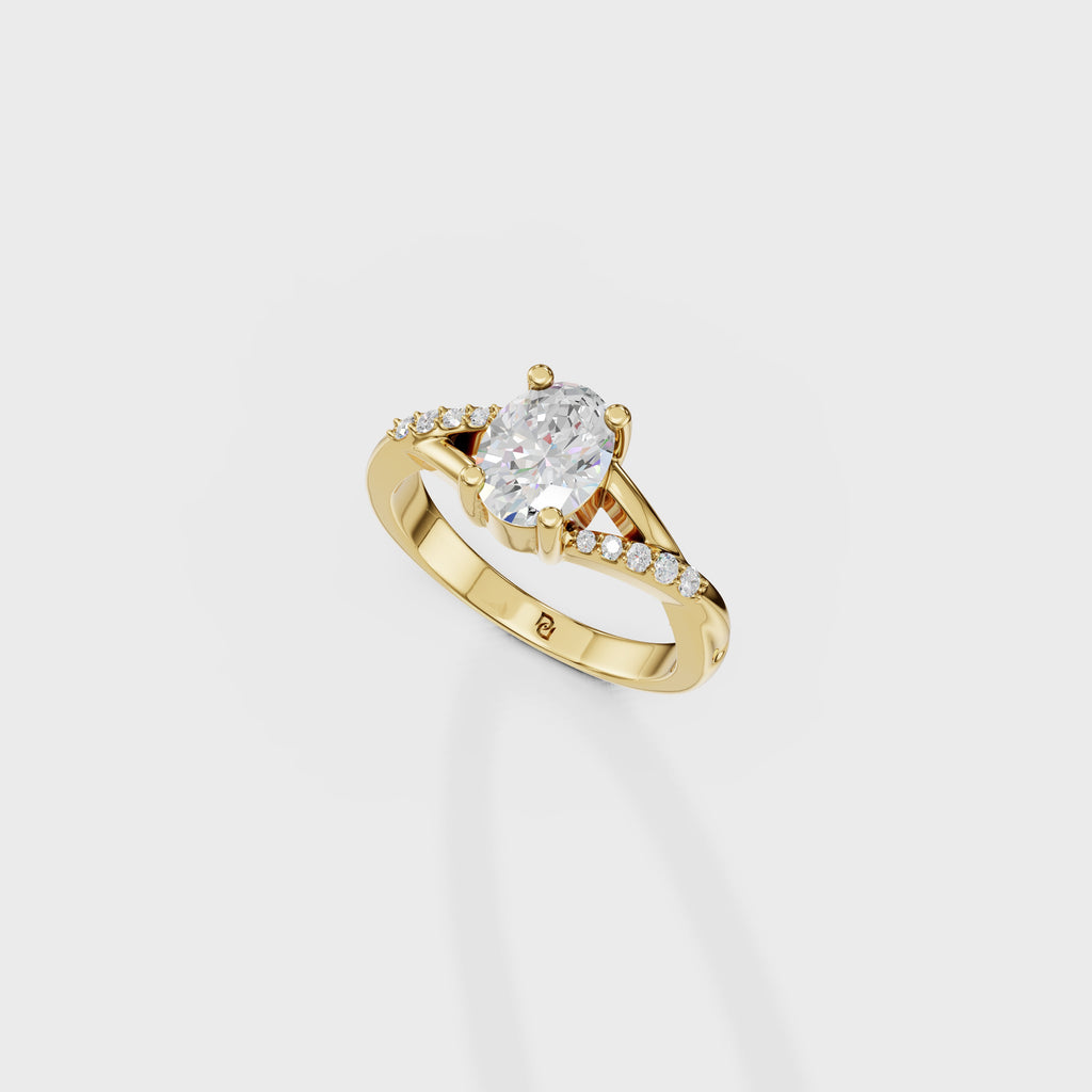 Cathedral Oval Cut Engagement Ring