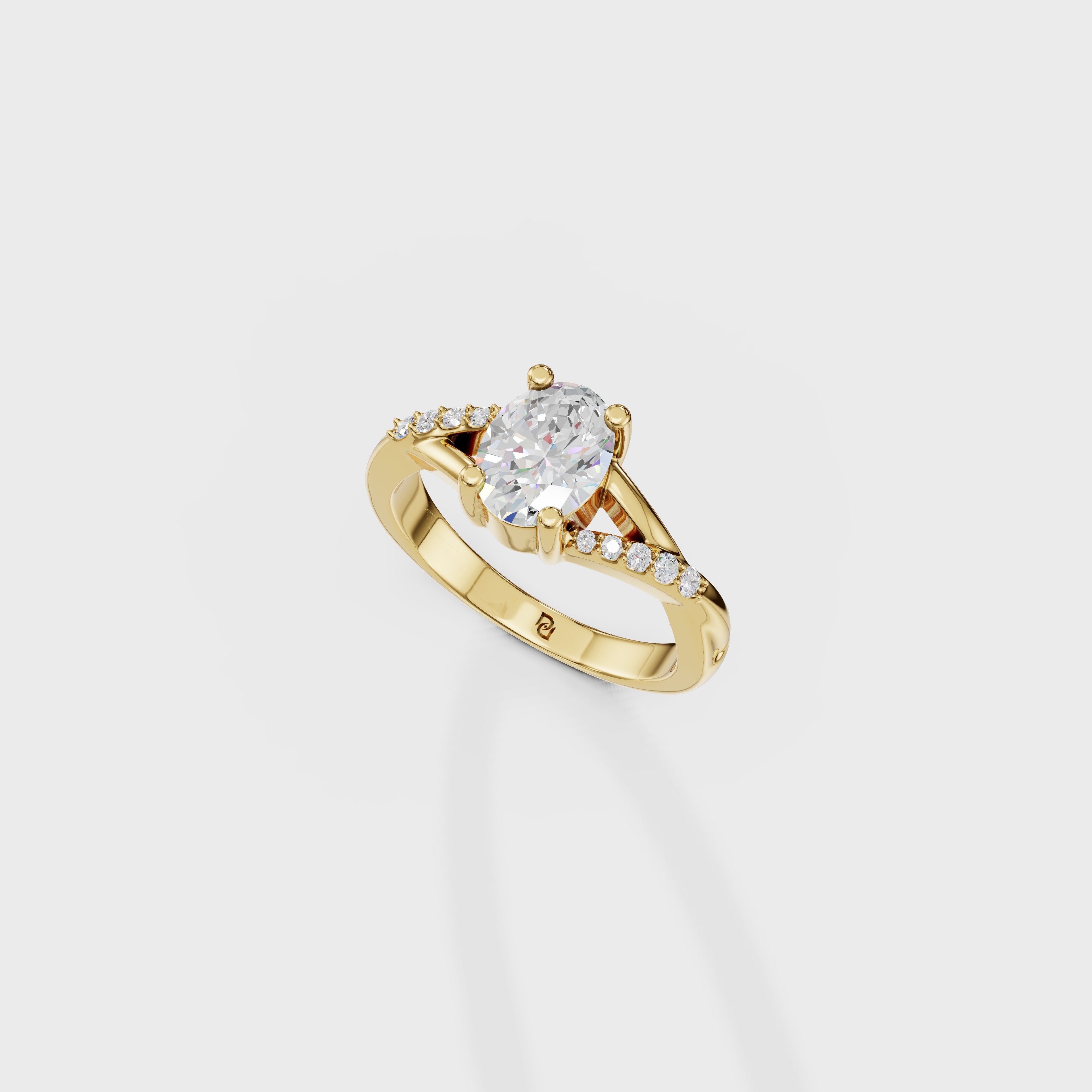 Cathedral Oval Cut Engagement Ring