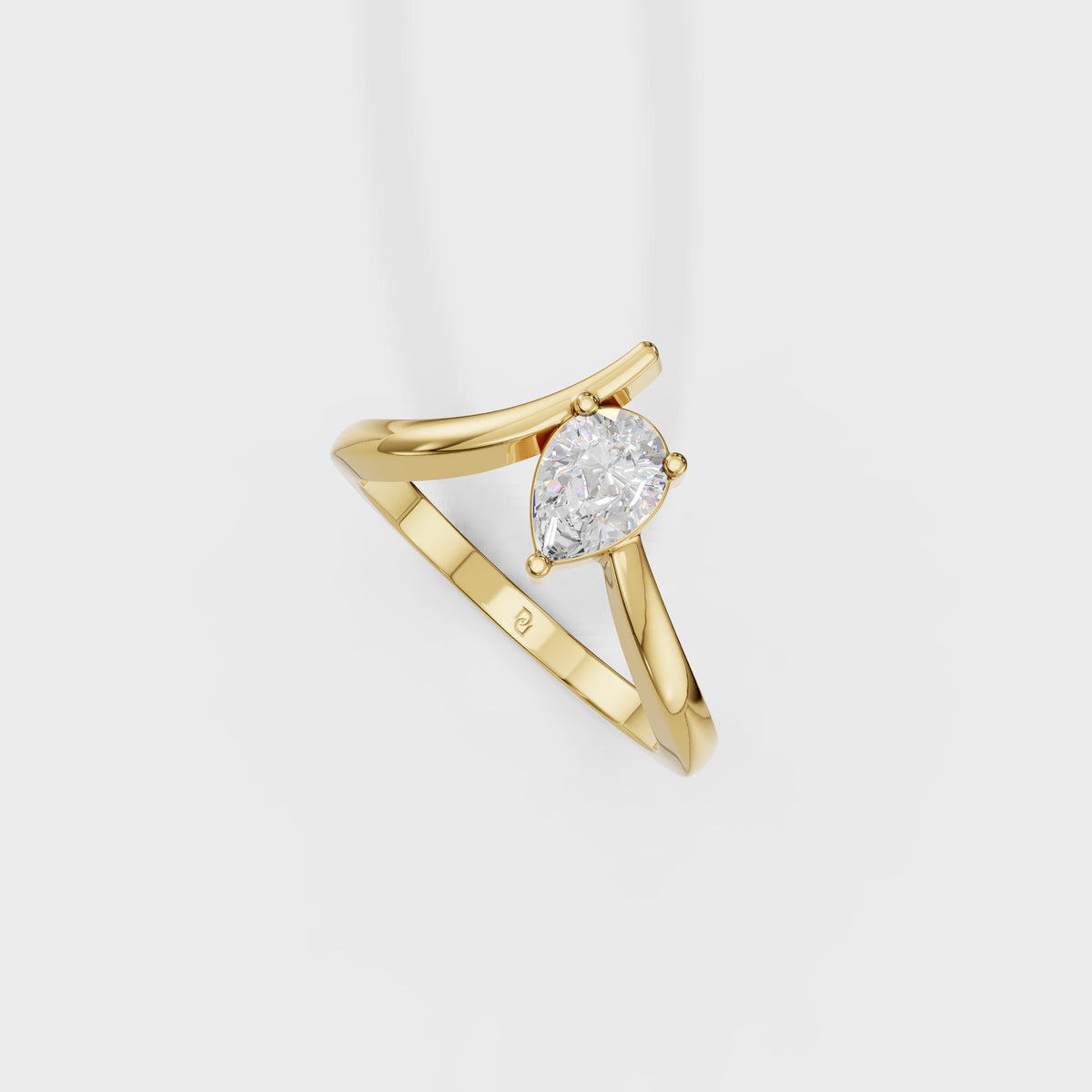 0.50ct Pear Diamond V-Setting Solitaire Ring