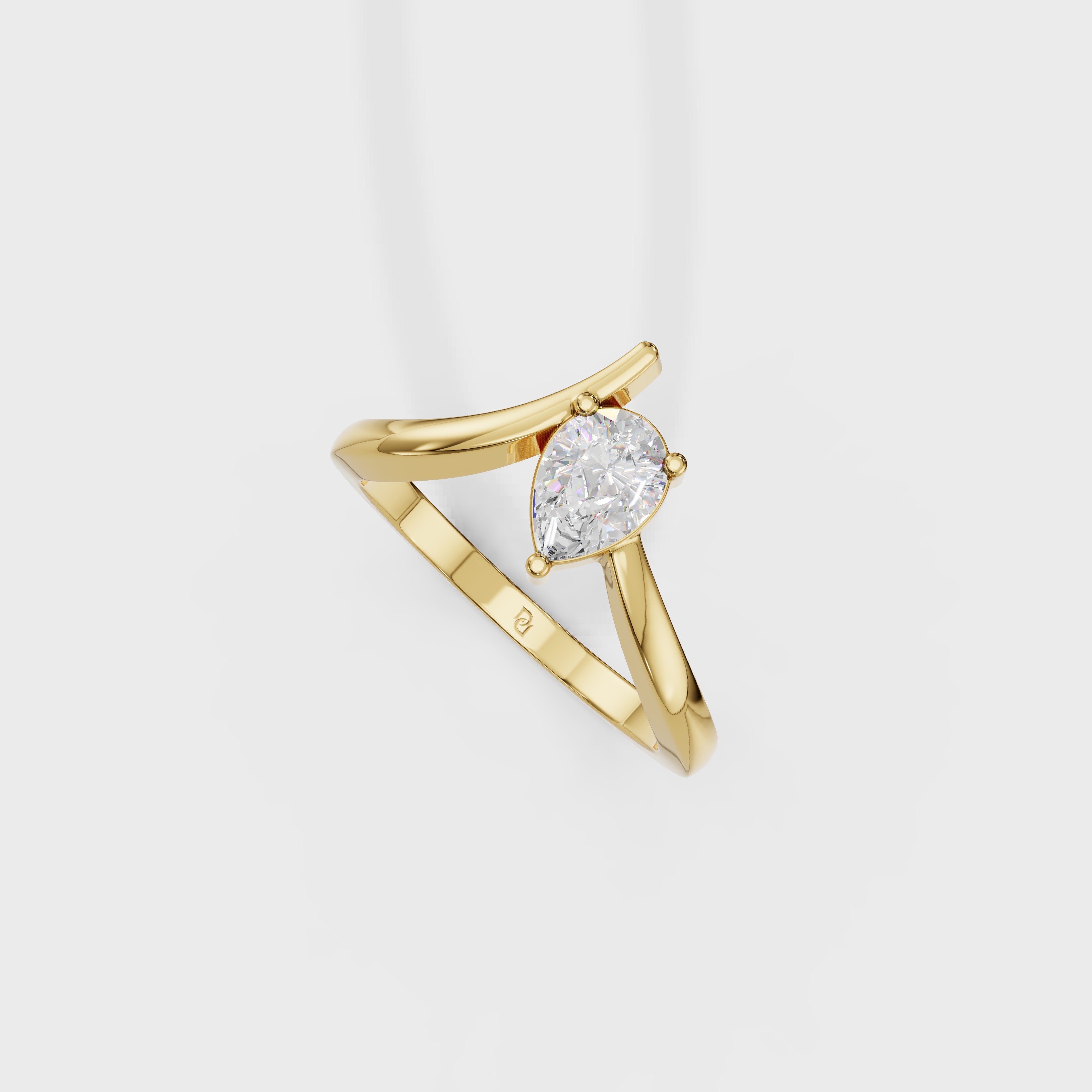 Pear Diamond V-Setting Solitaire Ring