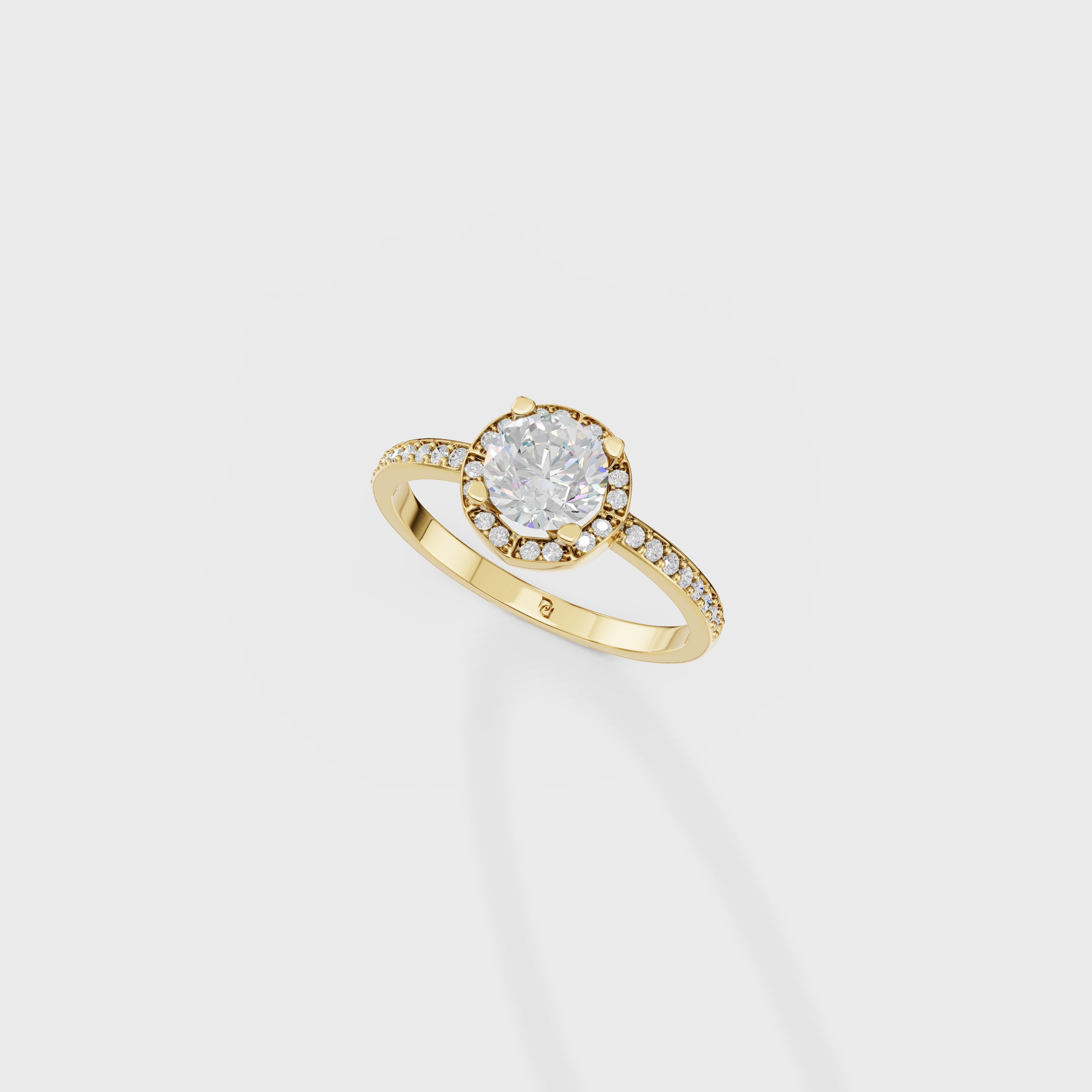 Round Cut Engagement Ring with Channel Set Band