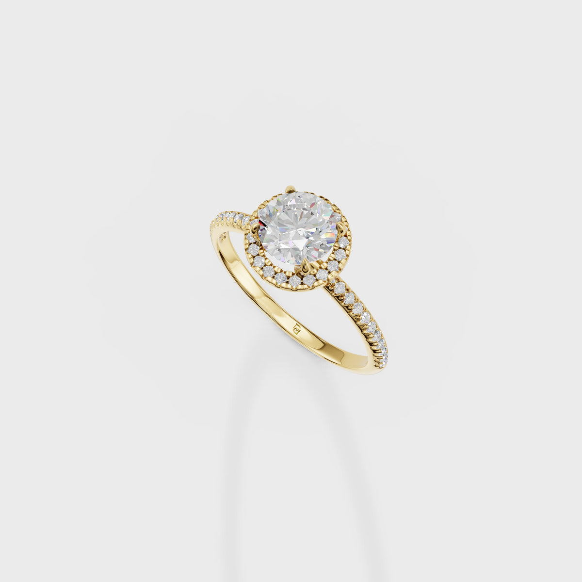 0.70ct Aura Round Cut Diamond Halo Engagement Ring