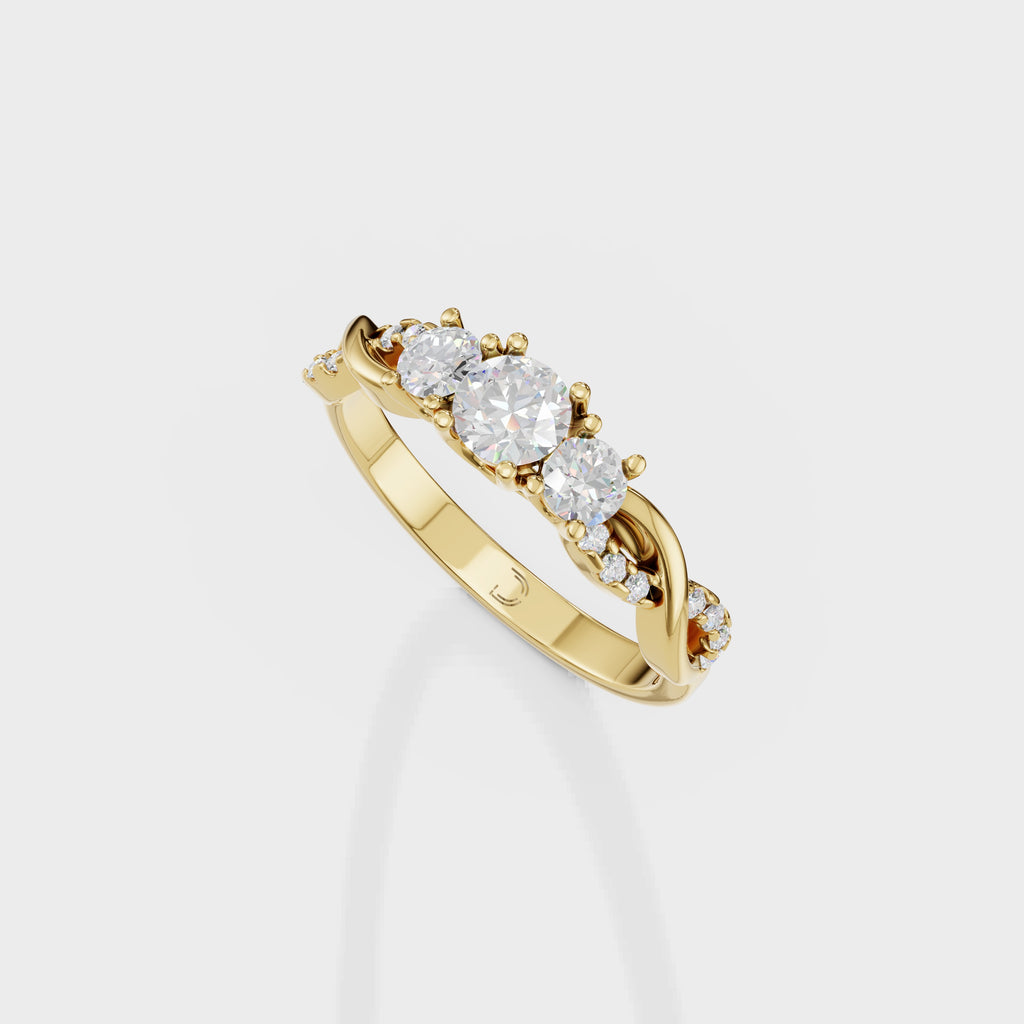 Petite Twisted Vine Three Stone Diamond Engagement Ring