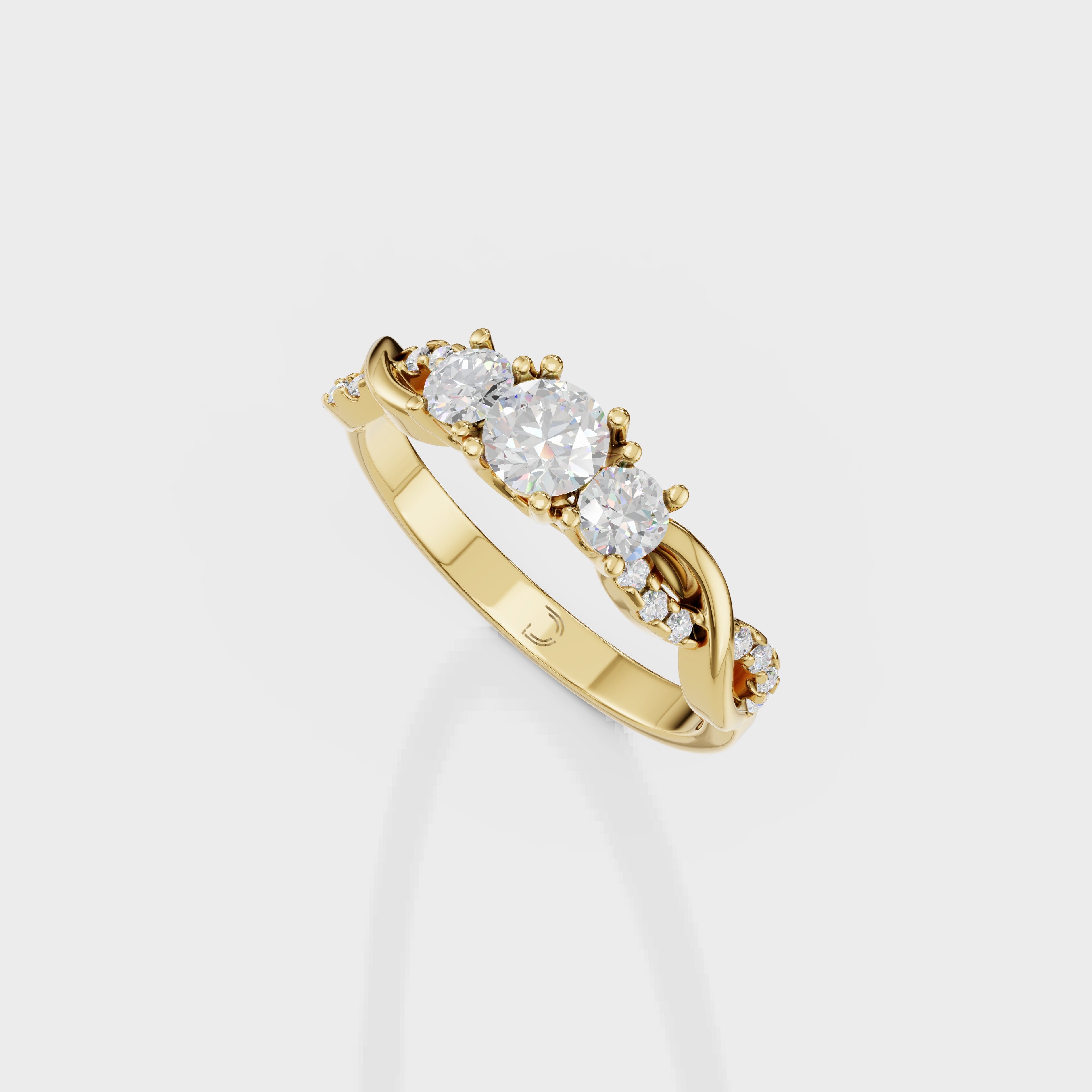 Petite Twisted Vine Three Stone Diamond Engagement Ring