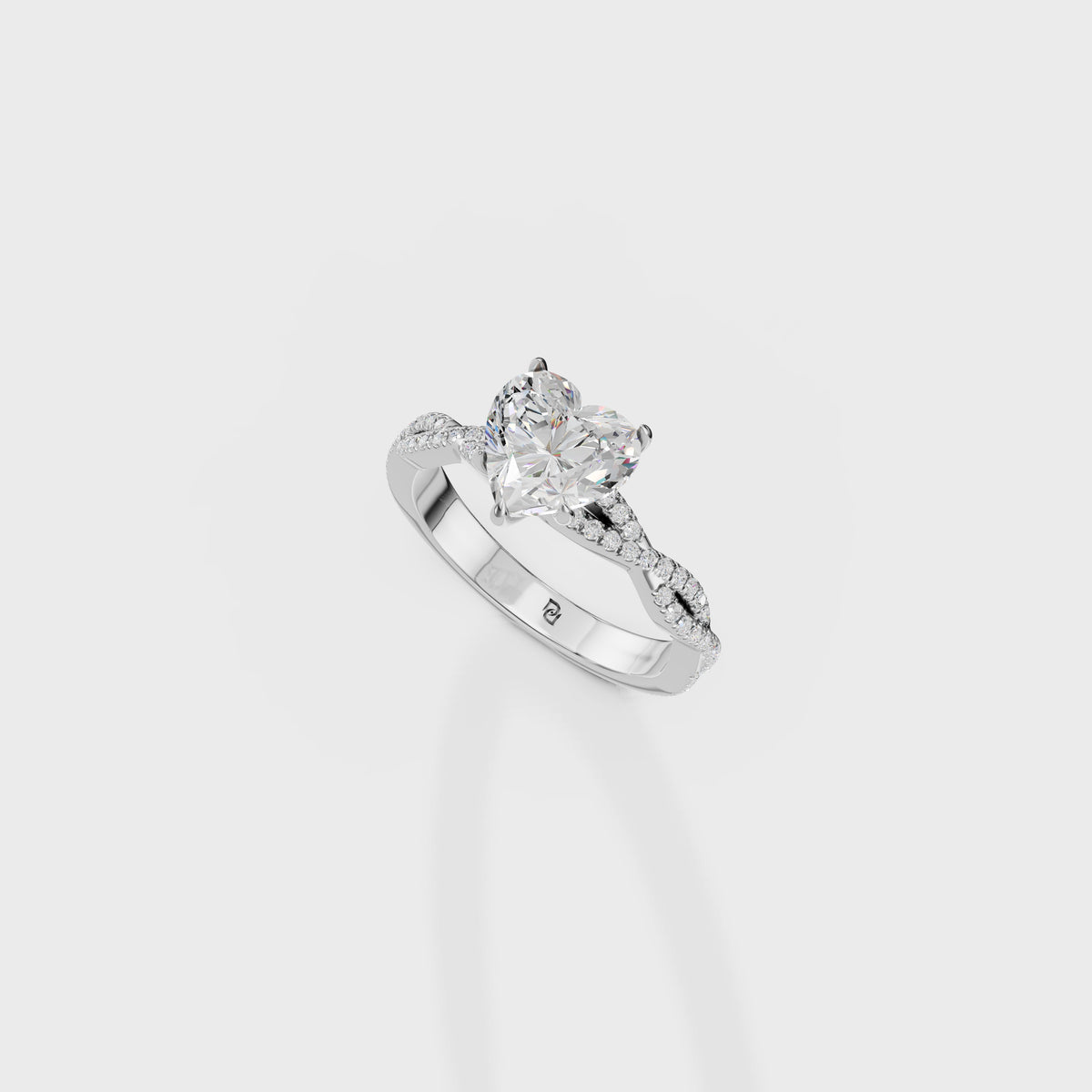 1.70ct Hidden Halo Petite Heart Engagement Ring