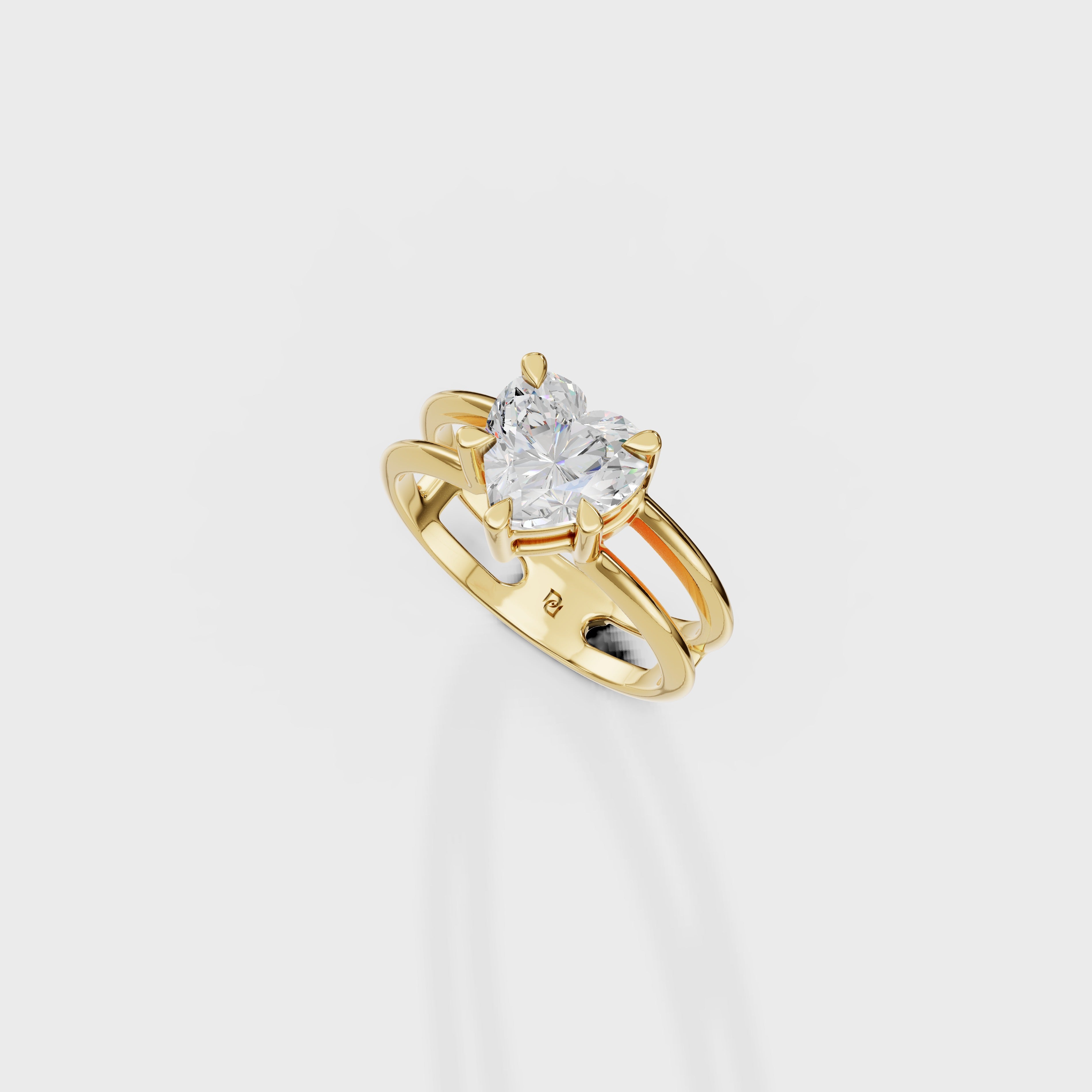 Double Row Heart Cut Diamond Ring