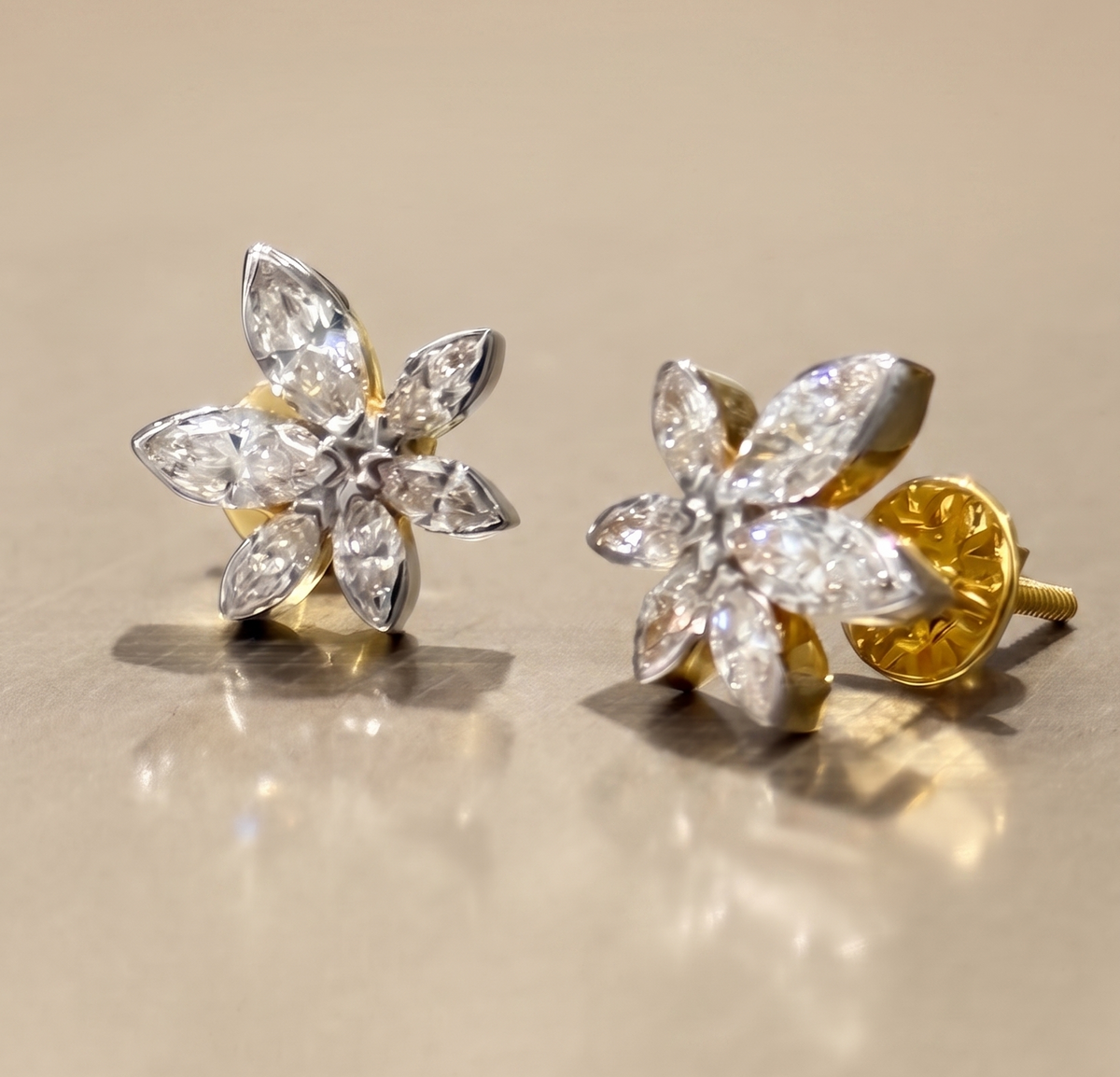 Floral Diamond Stud