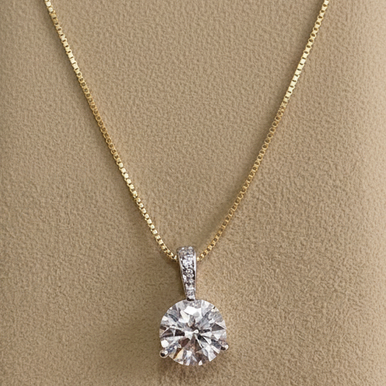 Round Cut Solitaire Diamond Pendant