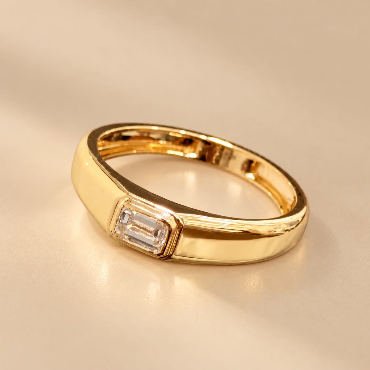 Emerald Cut Solitaire Ring for Men