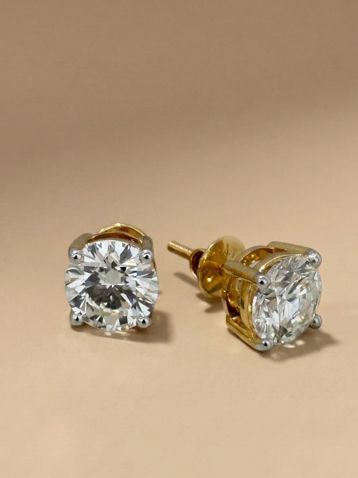 2ct Each Diamond Stud in 4 Prong