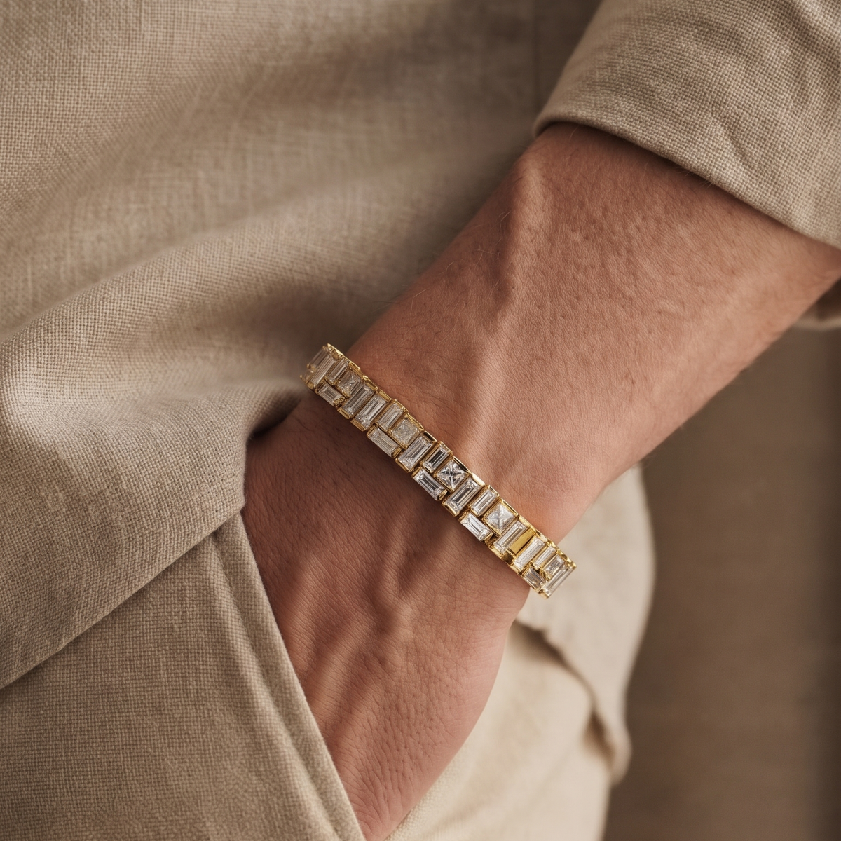 Men's Baguette Diamond Bracelet