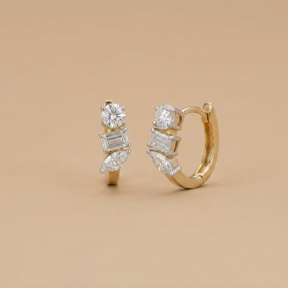 Three stone Hoops