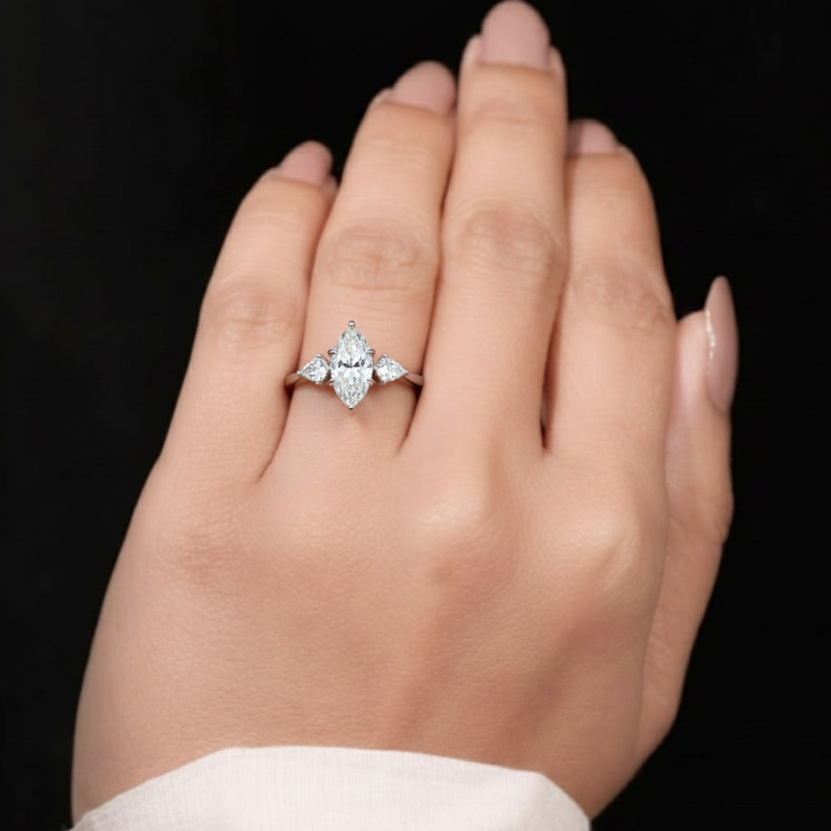 1ct Marquise Cut Diamond Engagement Ring