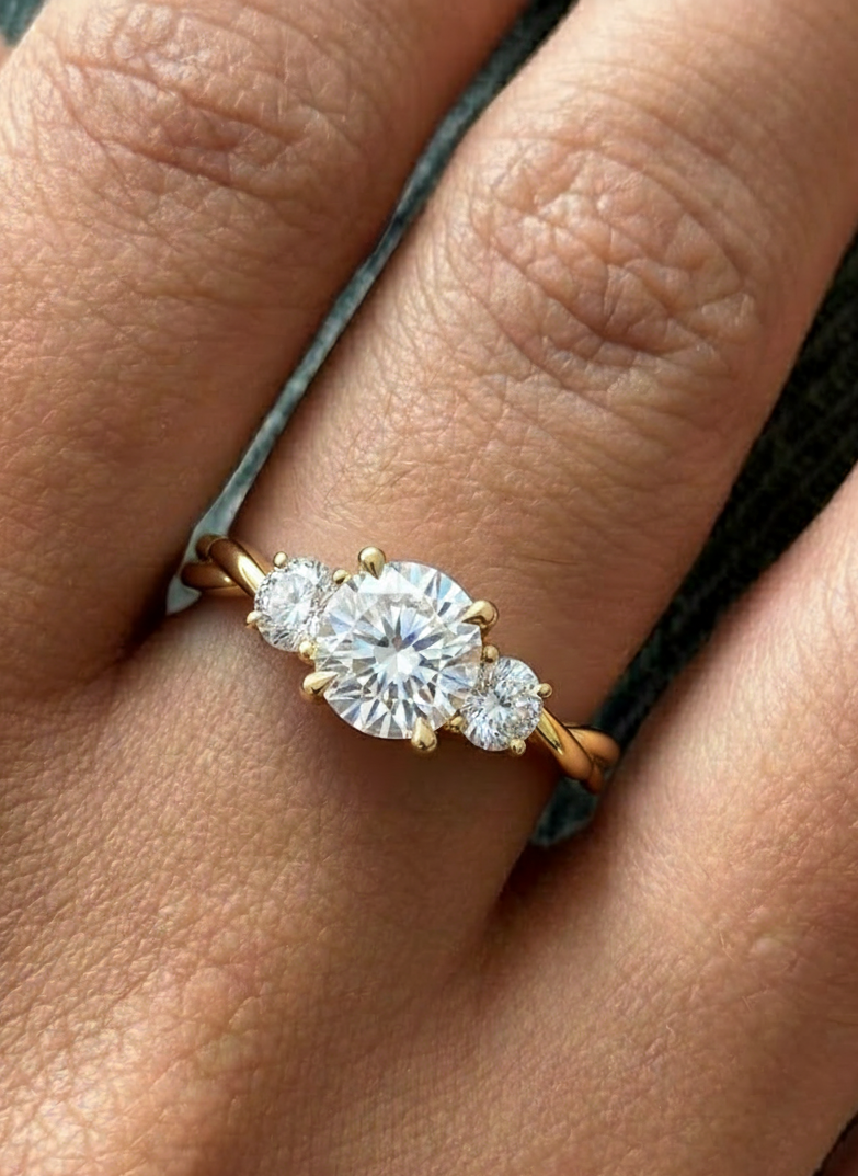 Classic Round Diamond Trilogy Engagement Ring