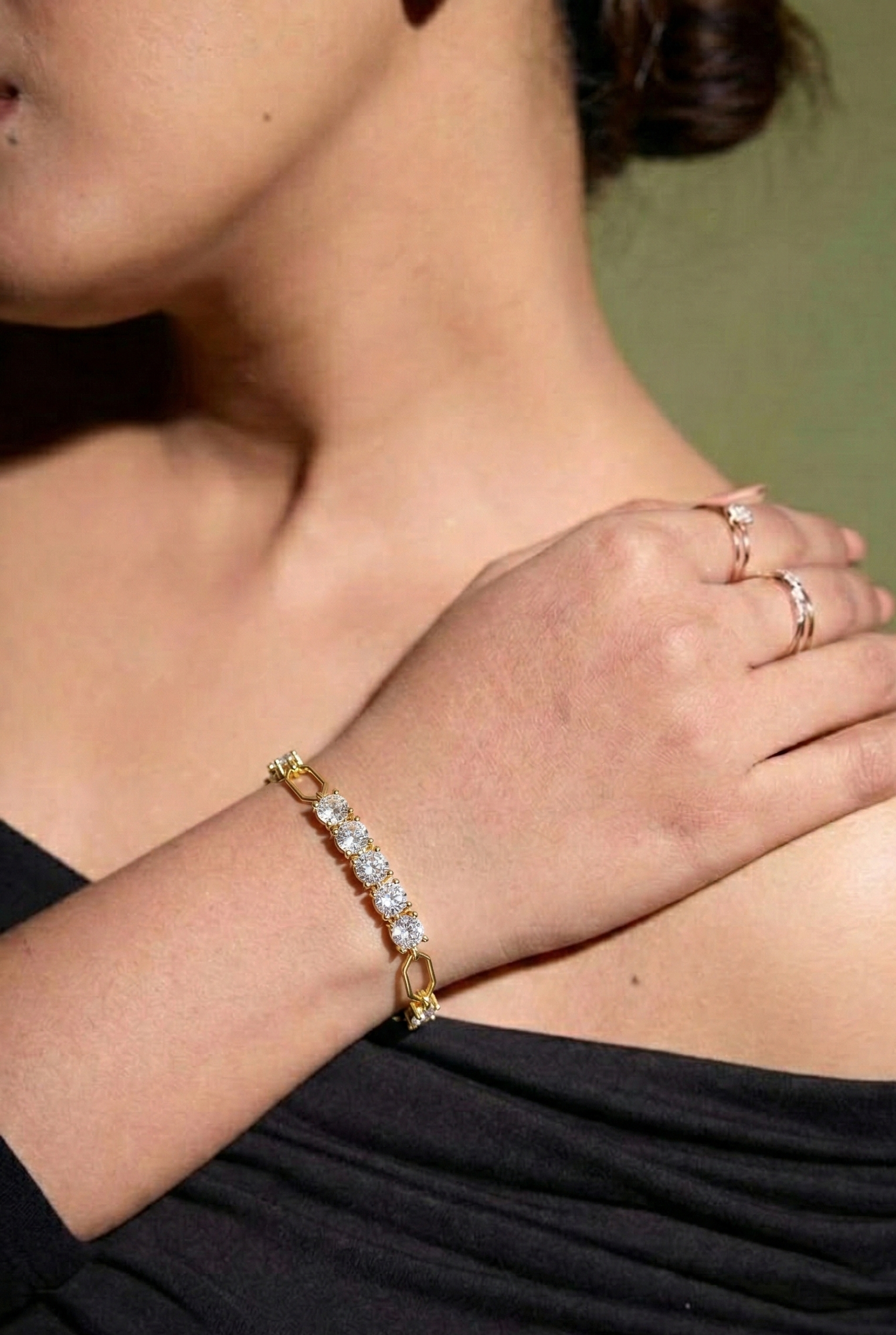 Crystal Grid Diamond Bracelet