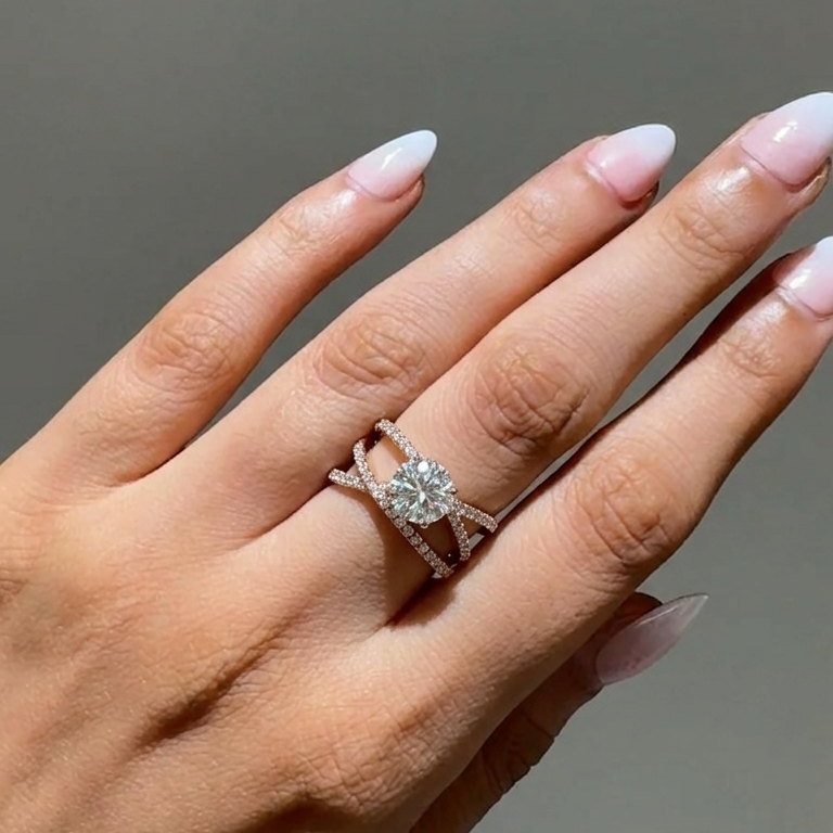 2ct Round Criss Cross Engagement Ring