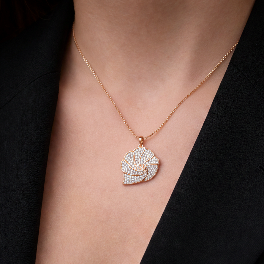 Ocean Swirl Inspired Diamond Pendant