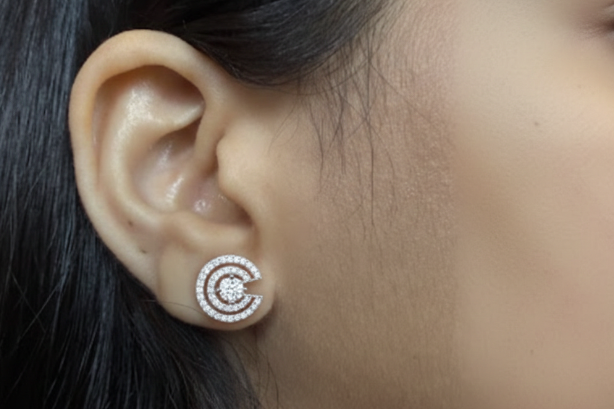 Spiral Sparkle Diamond Stud Earring