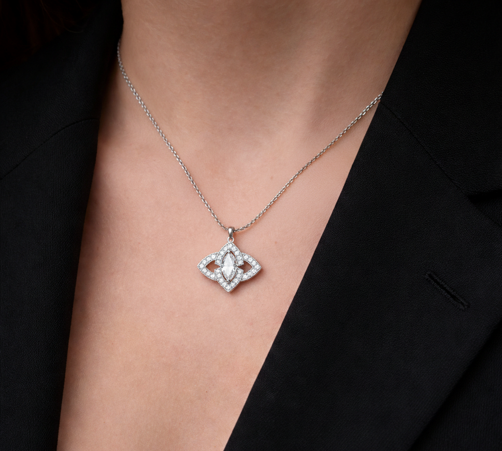 Halo evileye pear cut diamond Pendant