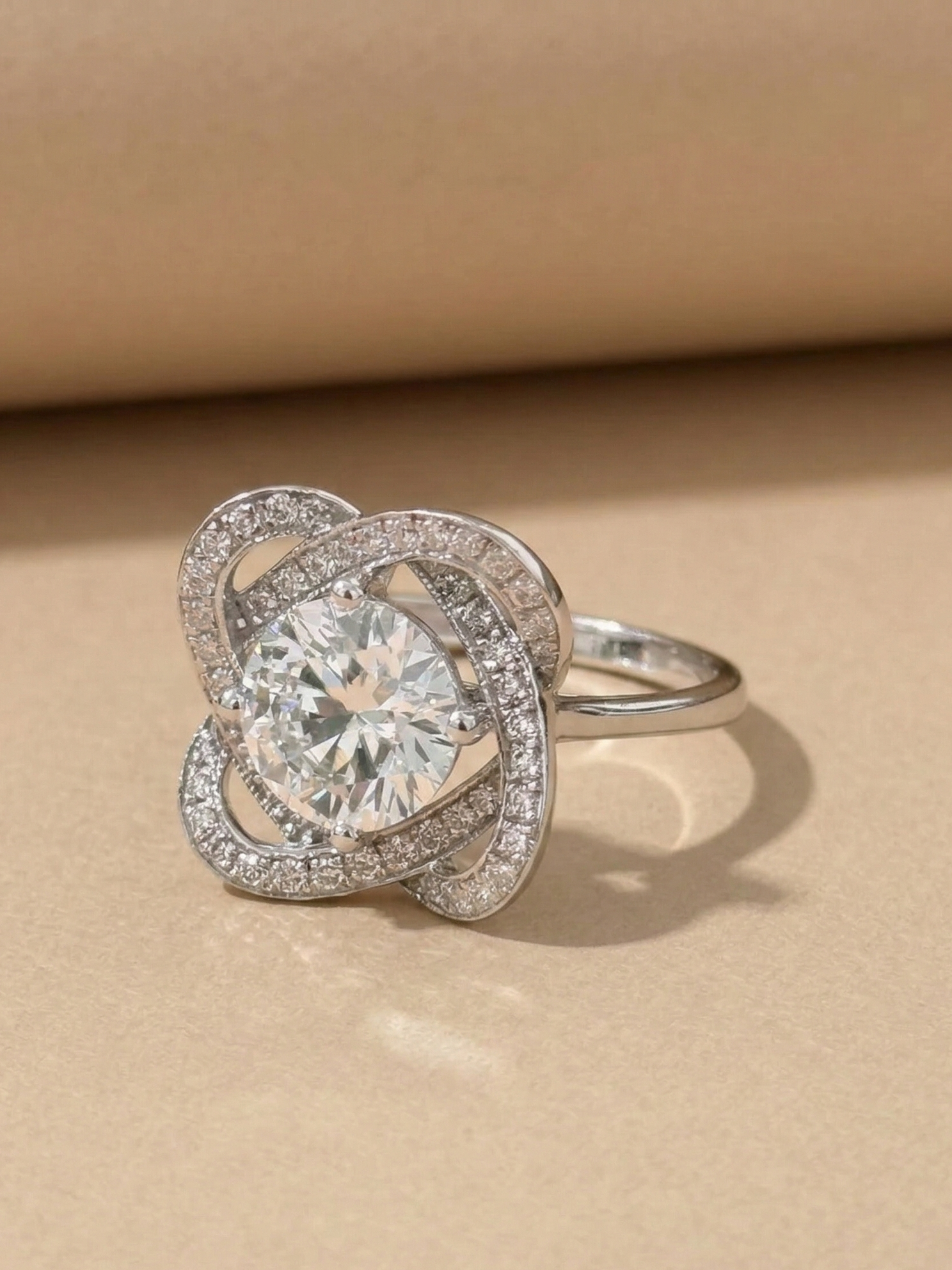 Flower Round Cut Diamond Ring