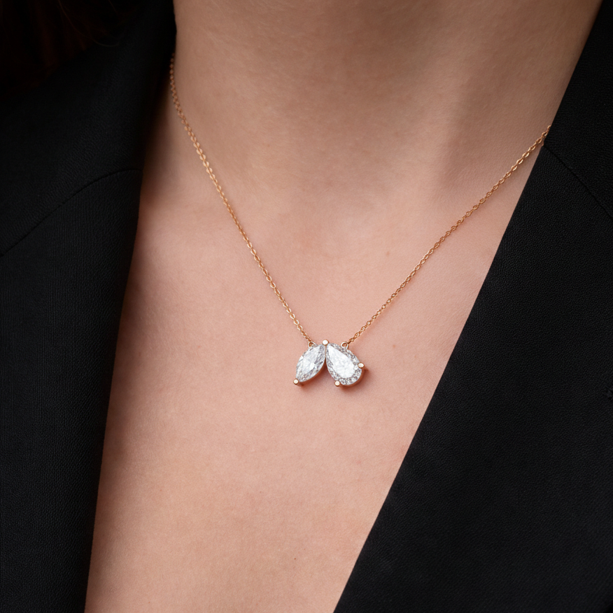 Butterfly Wing Pear & Marquise Cut Pendant
