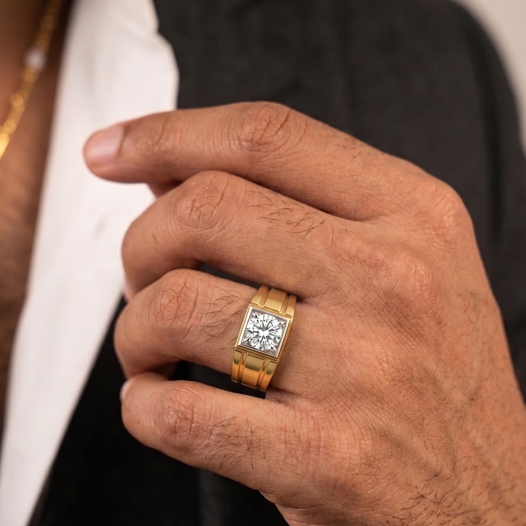 Round Men's Ring