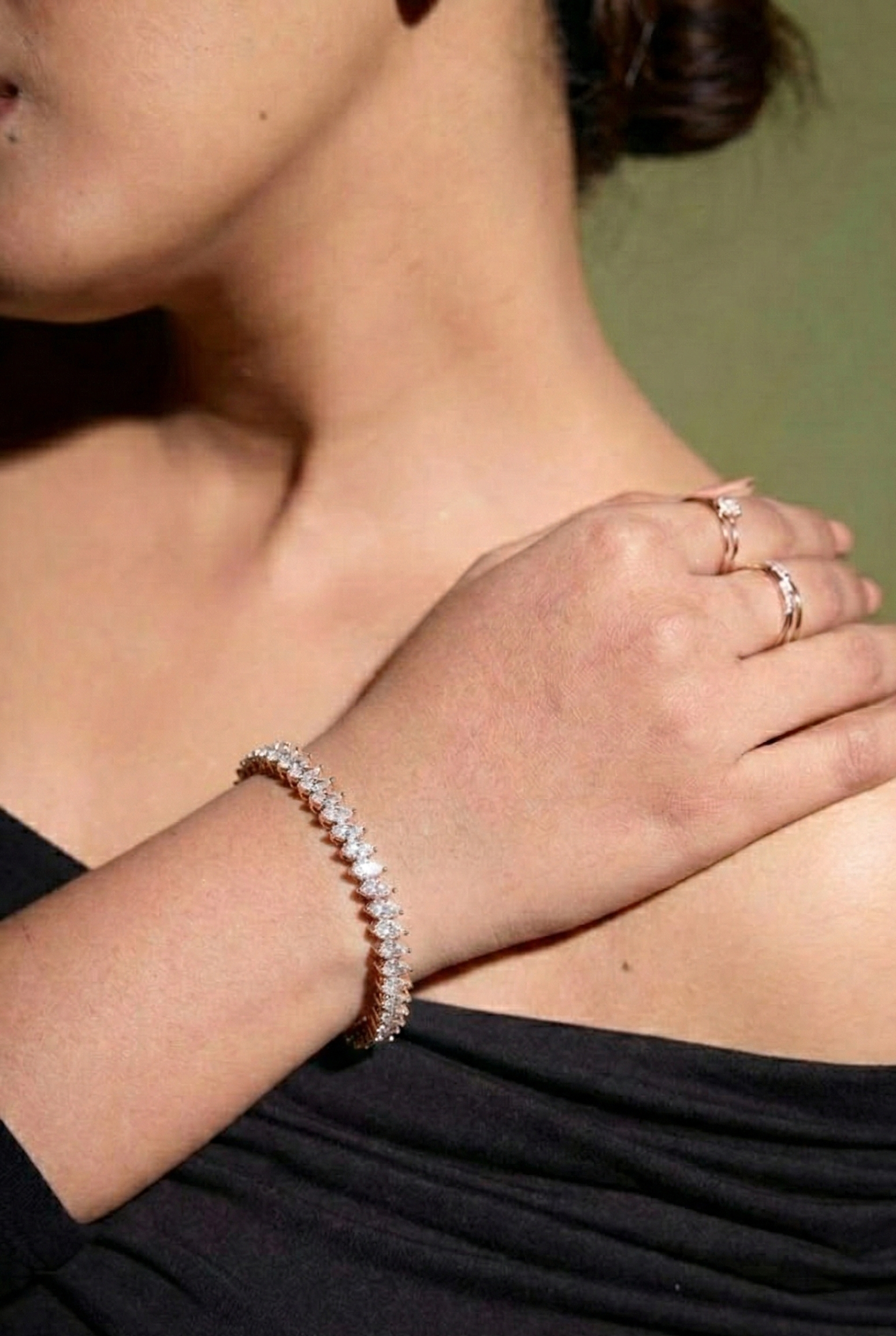 Luxe Spark Leaf Tennis Bracelet