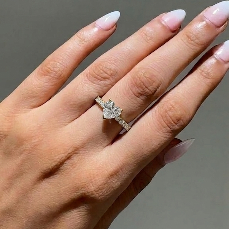 0.70ct Heart Cut Solitaire Diamond Ring