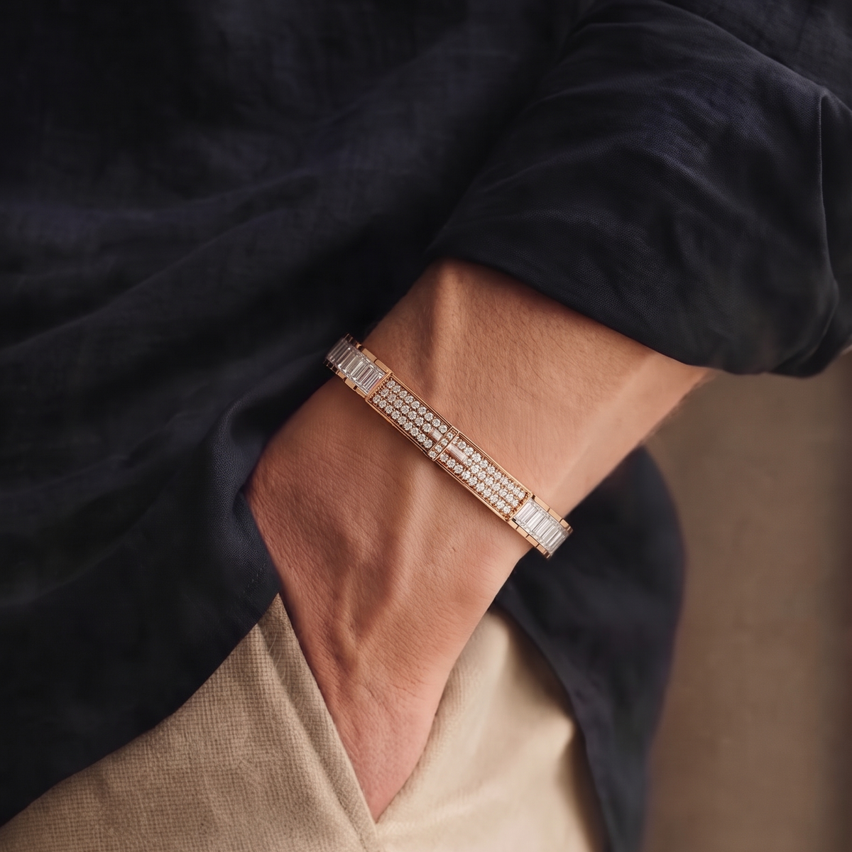 Eternity Baguette Luxe Men's Bangle