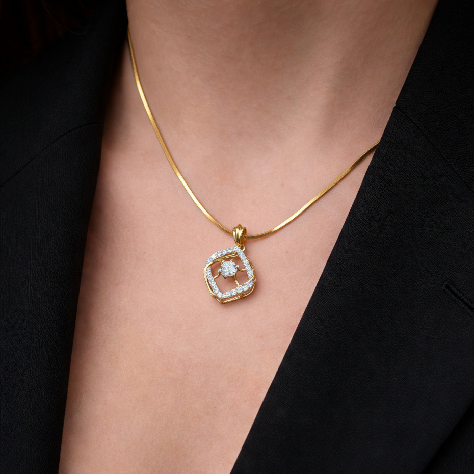 Twisted Aura round cut Diamond Pendant