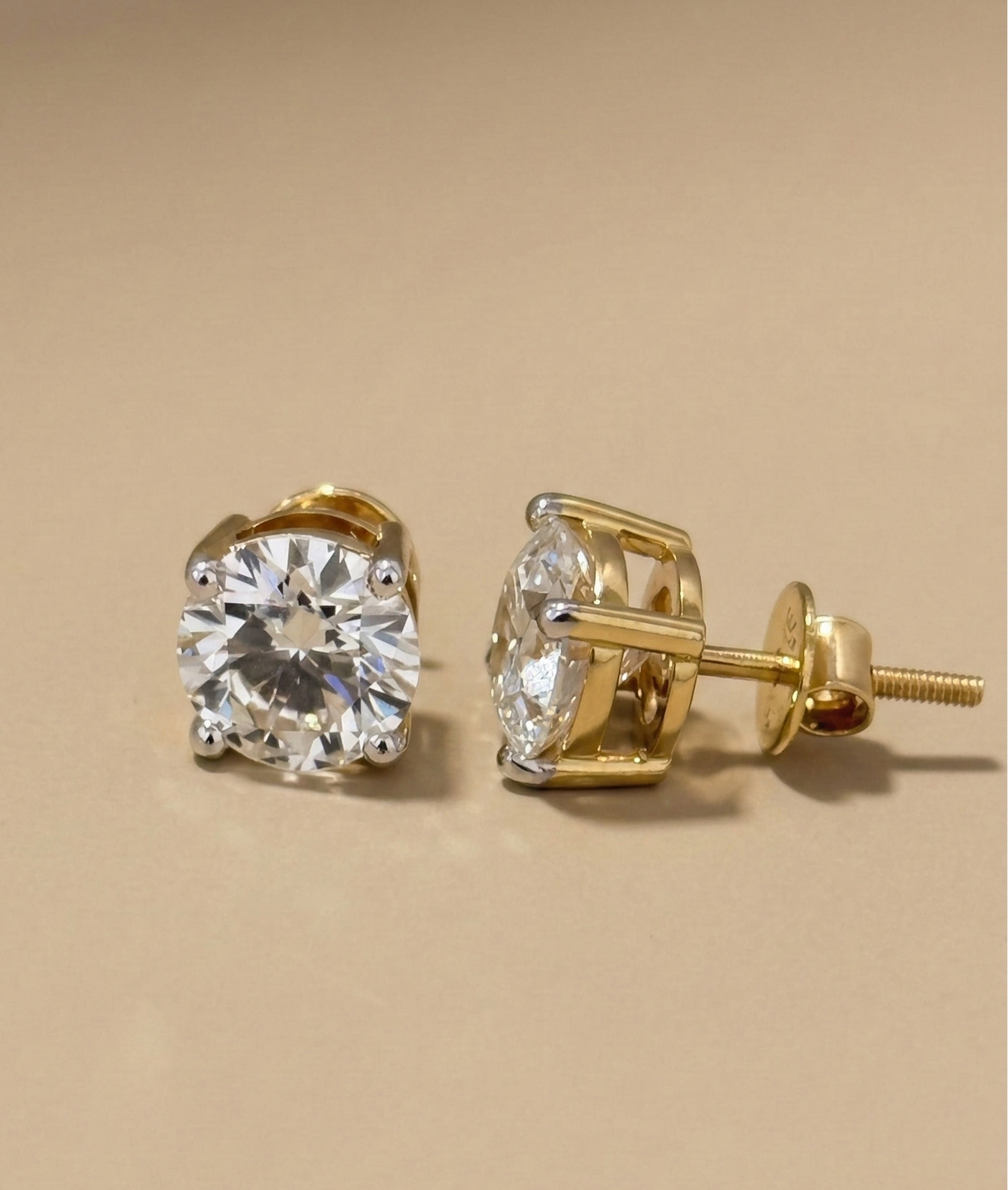 2ct Each Diamond Stud in 4 Prong