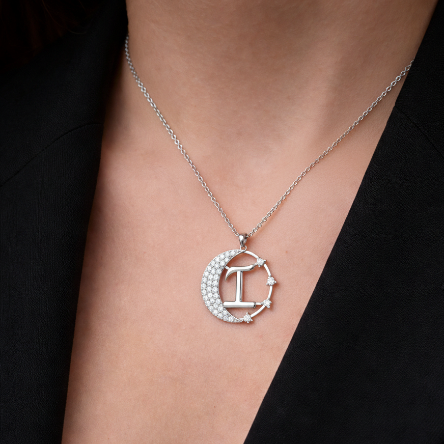 Crescent I Intial Pendant