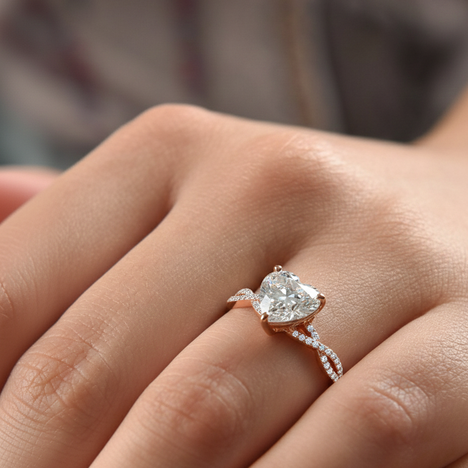 1.70ct Hidden Halo Petite Heart Engagement Ring