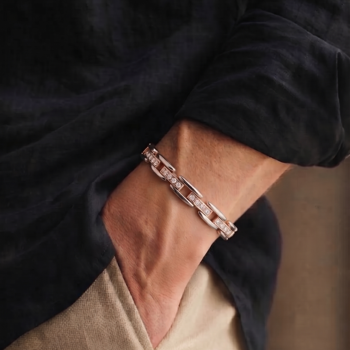 Dual-Tone Link Charm Bracelet