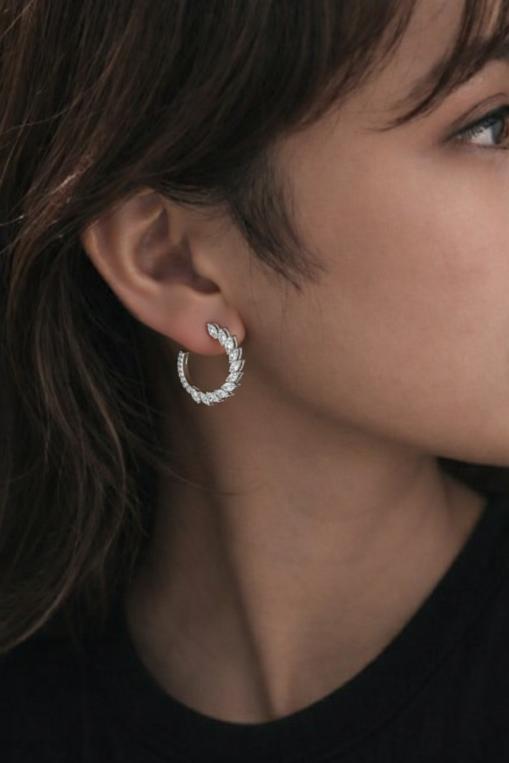 Marquise Diamond C-Hoop Earrings