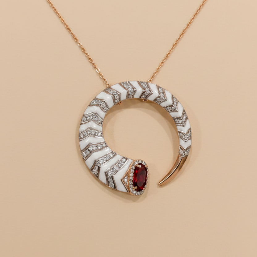 Diamond Snake Moon Pendant