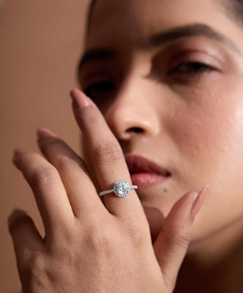 0.75ct Round Cut Engagement Ring with Channel Set Band