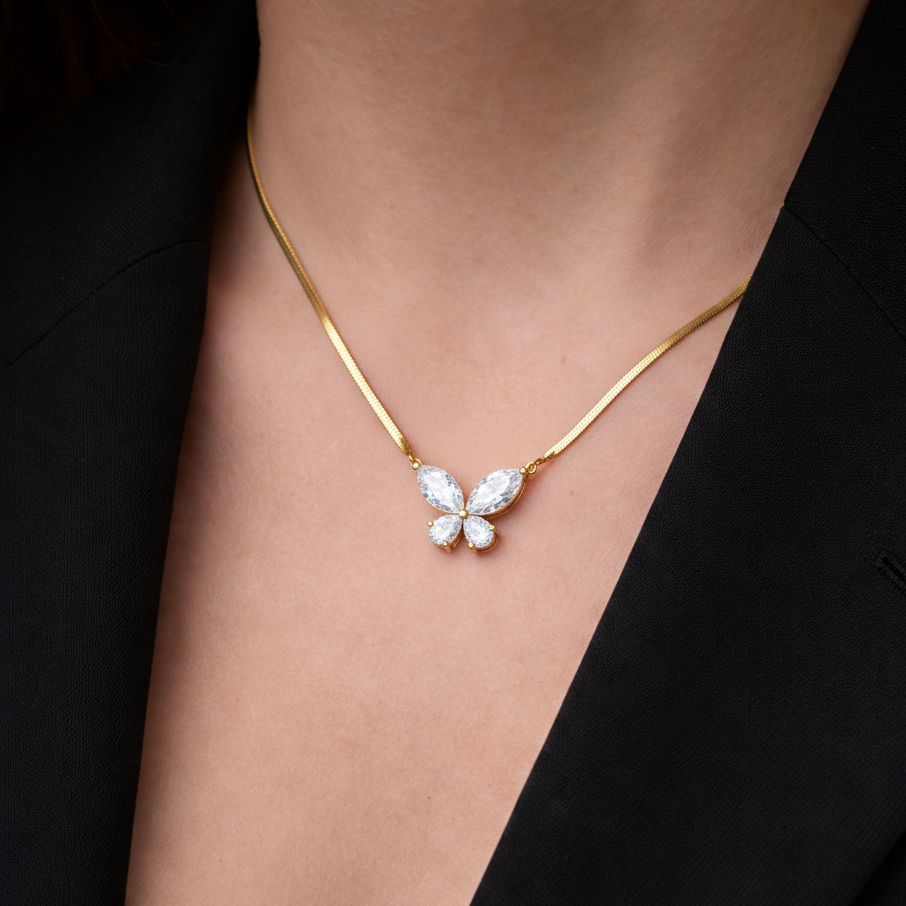 Flying Beauty Butterfly Elegant Marquise Cut Pendant