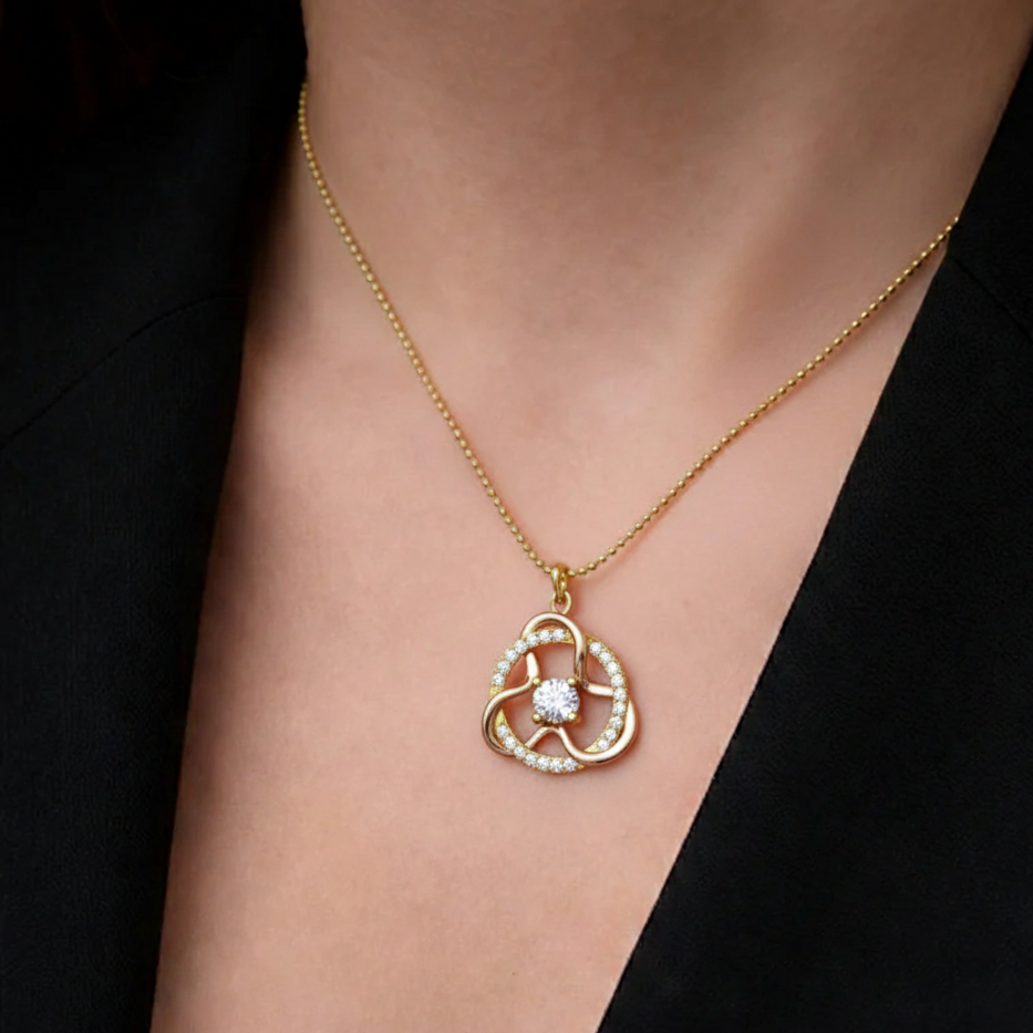 Trefoil Round Diamond Pendant