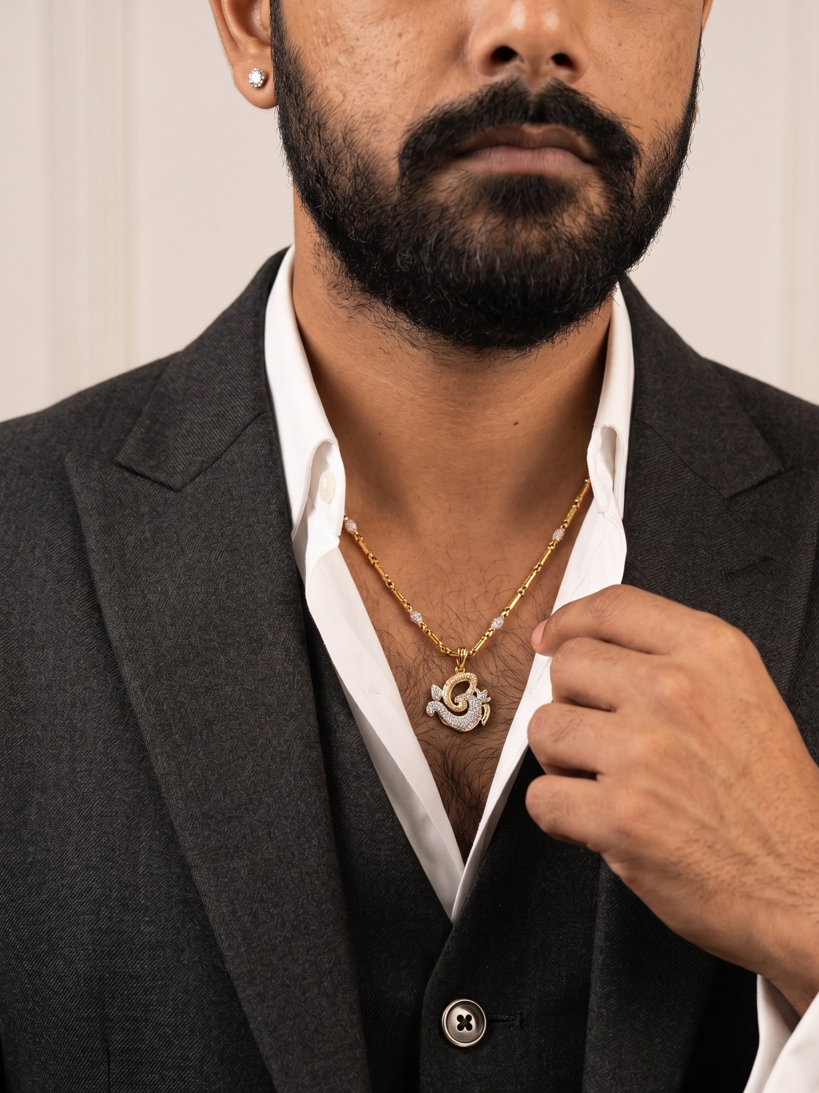 Om diamond pendant