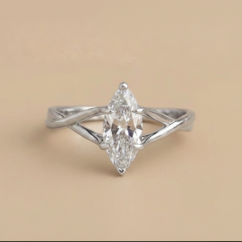 Marquise twisted engagement ring