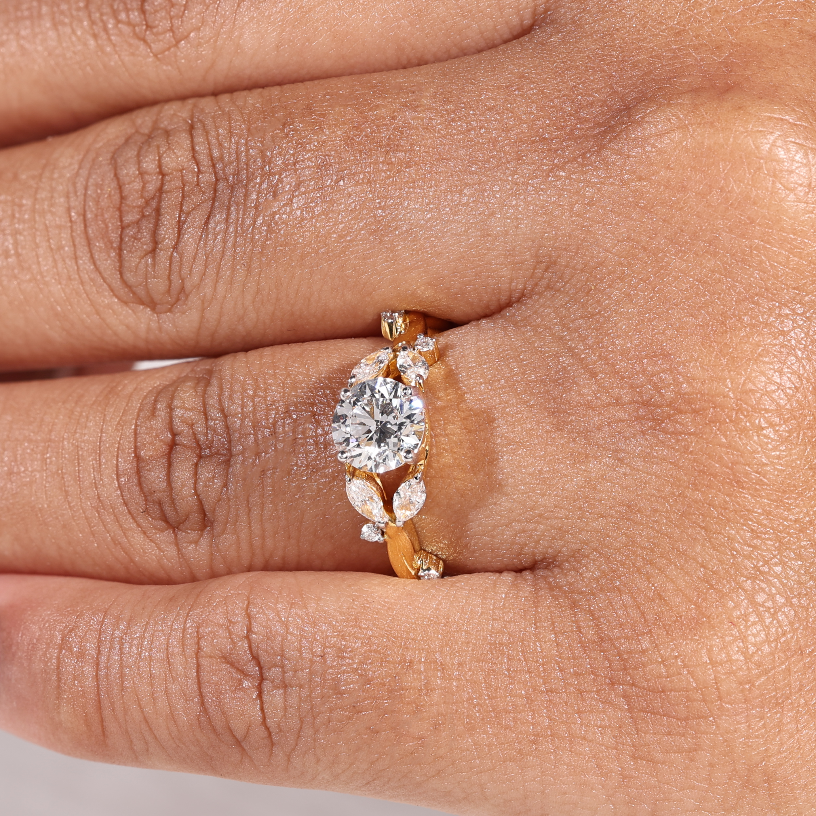 Celestia Round Marquise Engagement Ring