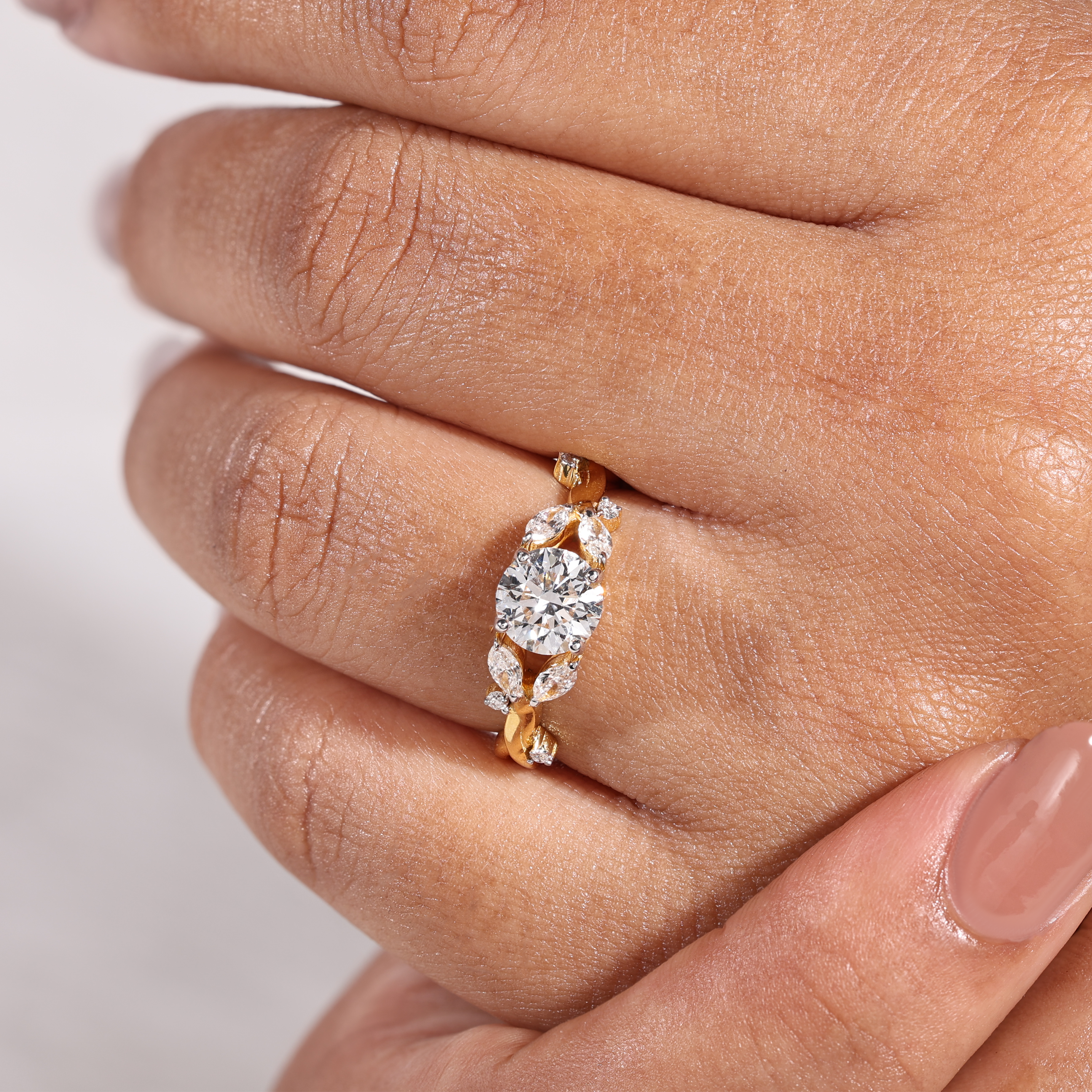 Celestia Round Marquise Engagement Ring