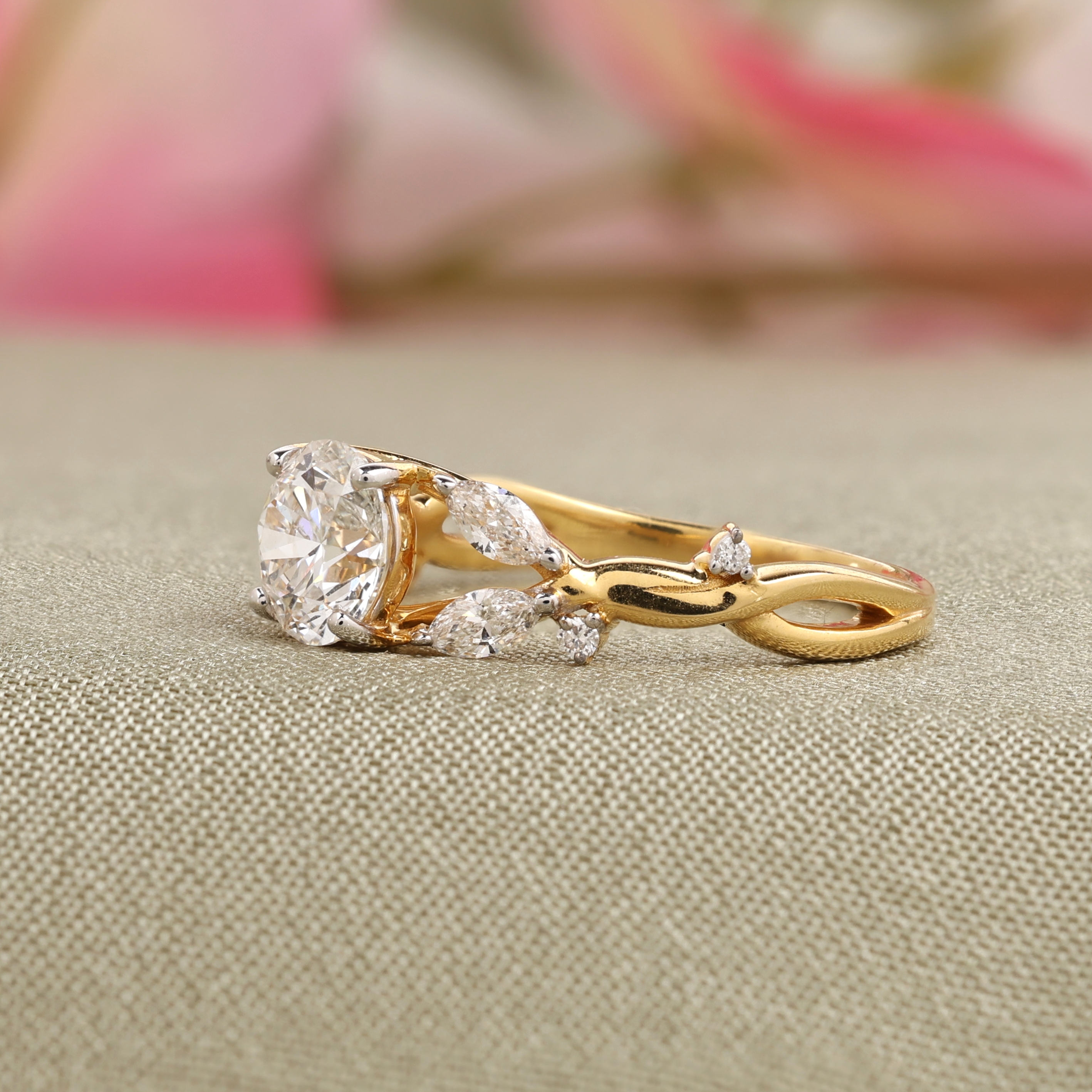 Celestia Round Marquise Engagement Ring