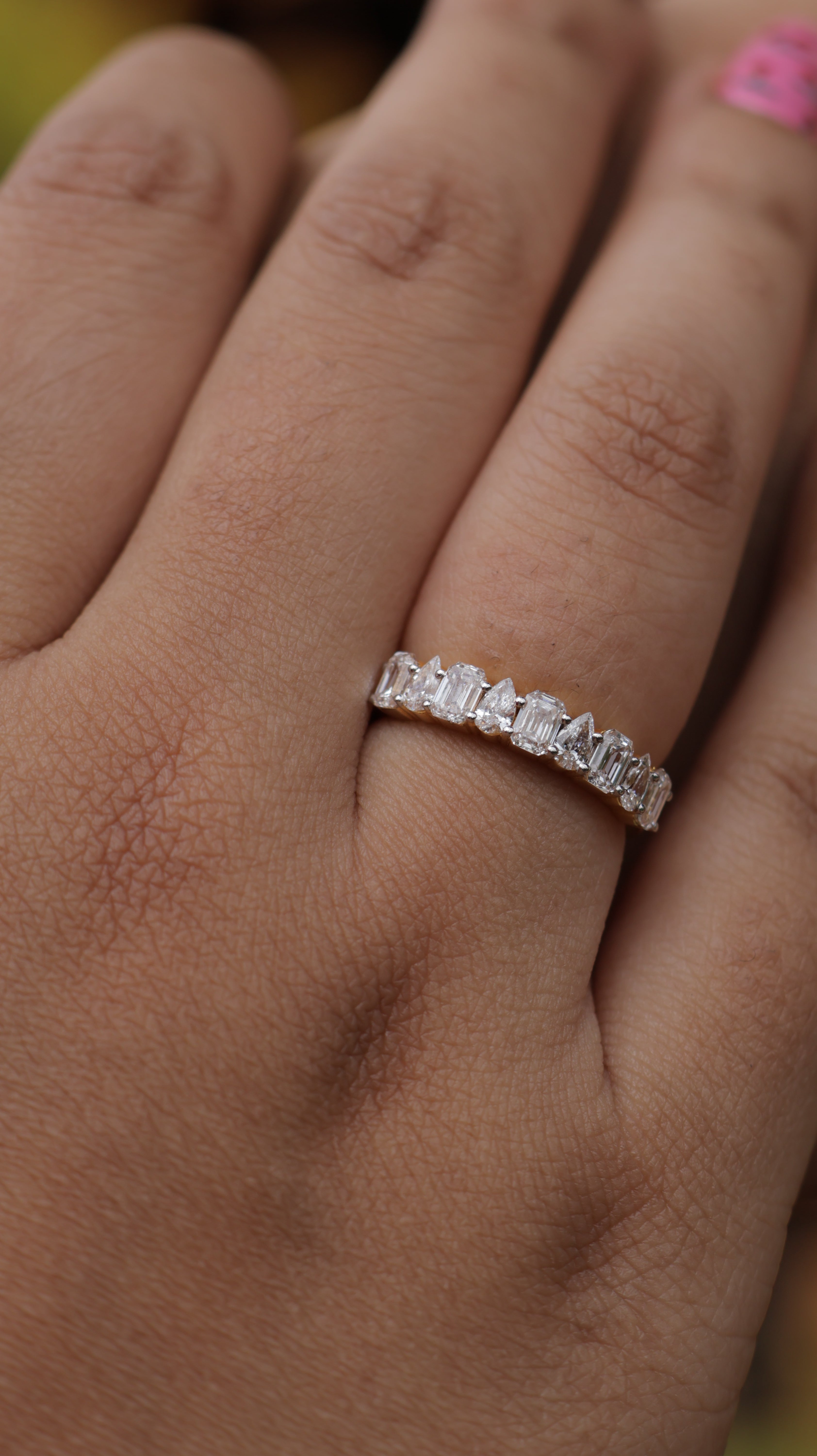 Emerald pear eternity Ring