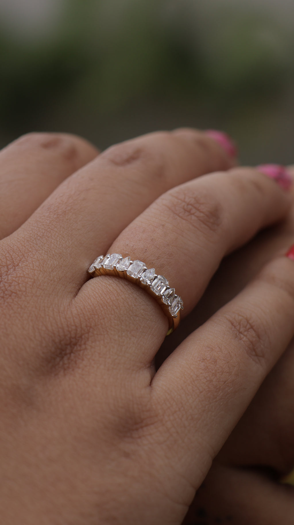 Emerald pear eternity Ring