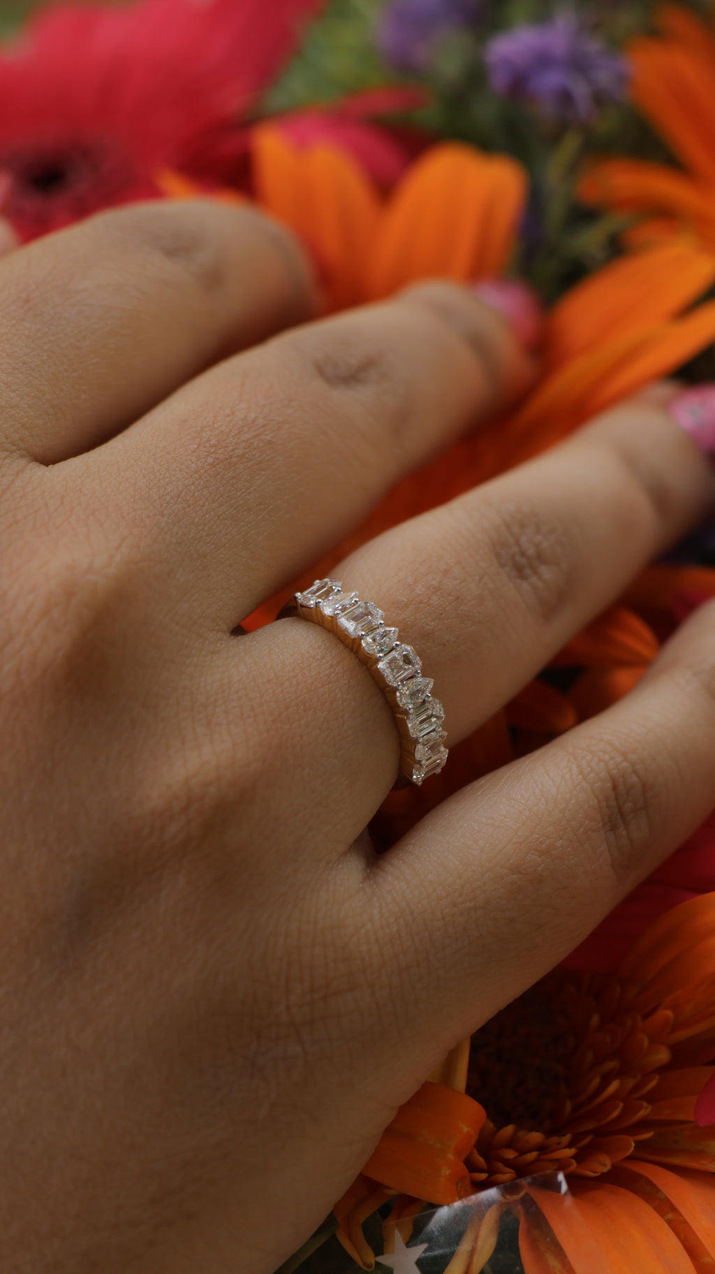 Emerald pear eternity Ring